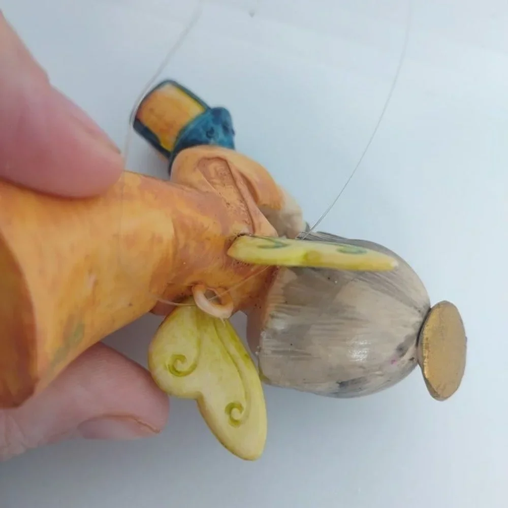 Depose Fontanini‎ Italy VTG flying angel ornament holding lantern orange 3 in